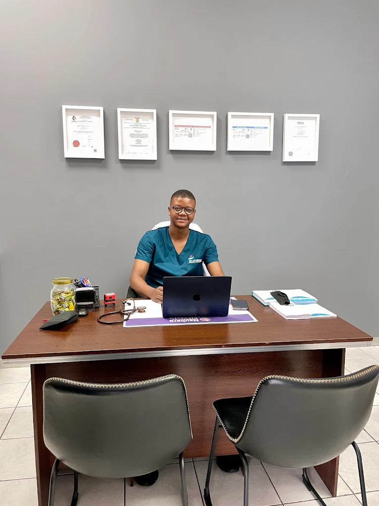 Dr SB Nkosi in her consulting office